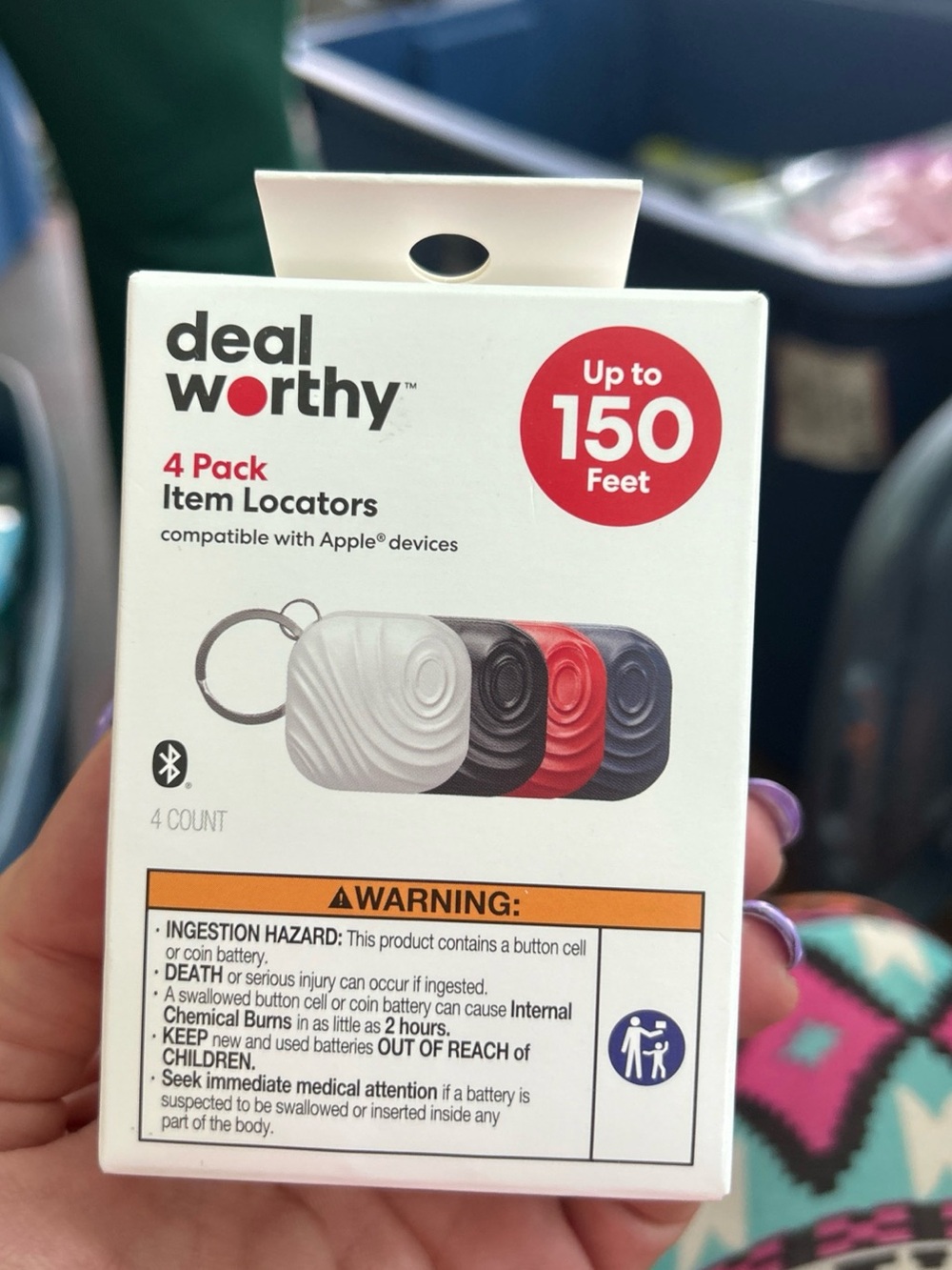 4-Pack Bluetooth Item Locators - White, Black, Red